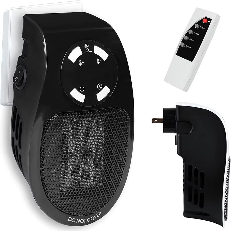 Eco Plug in Electric Heater Wall Outlet Space Heater with Energy Efficient Low Noise Room Heater Portable Heaters for Indoor Use