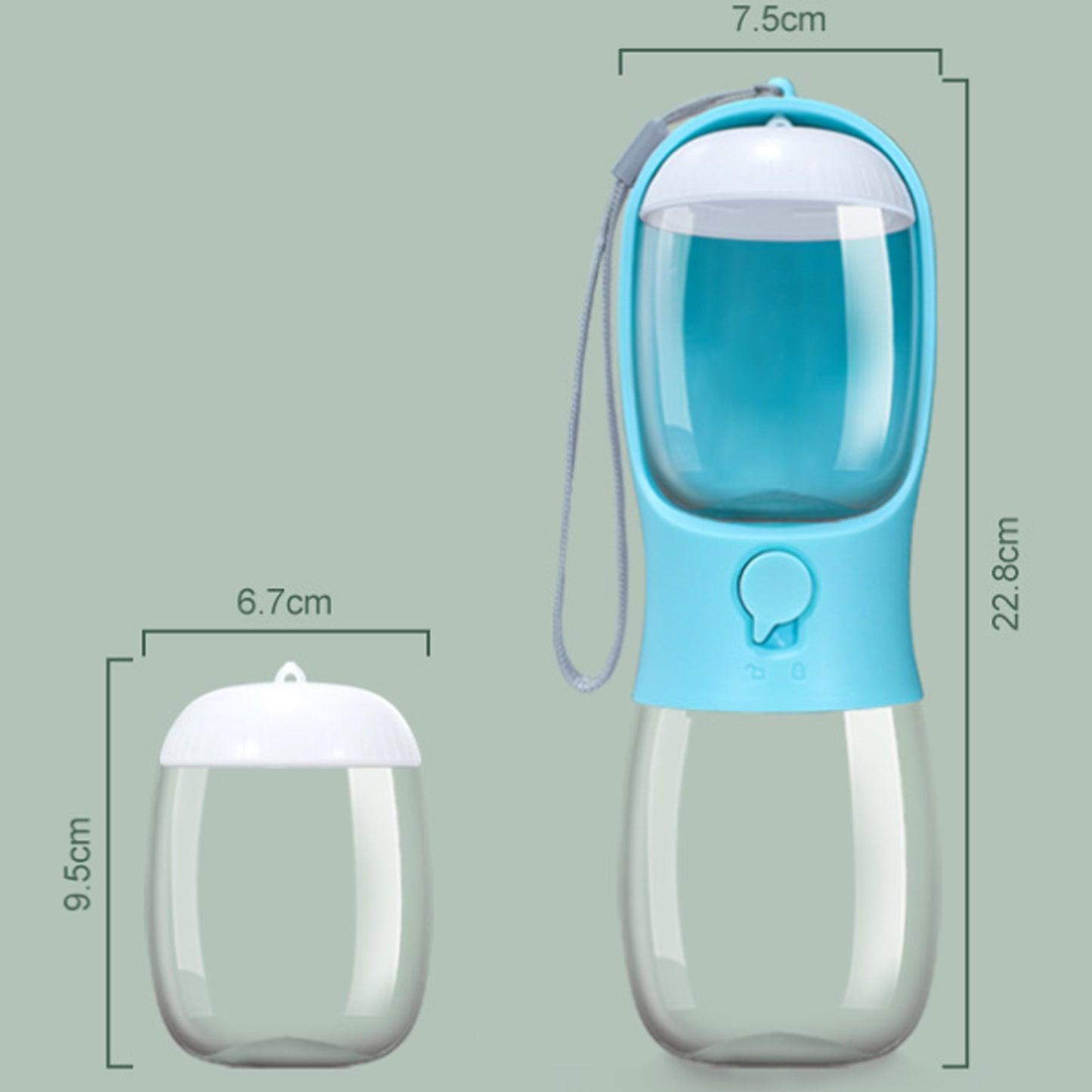 Botella portátil para mascotas con dispensador de comida y agua