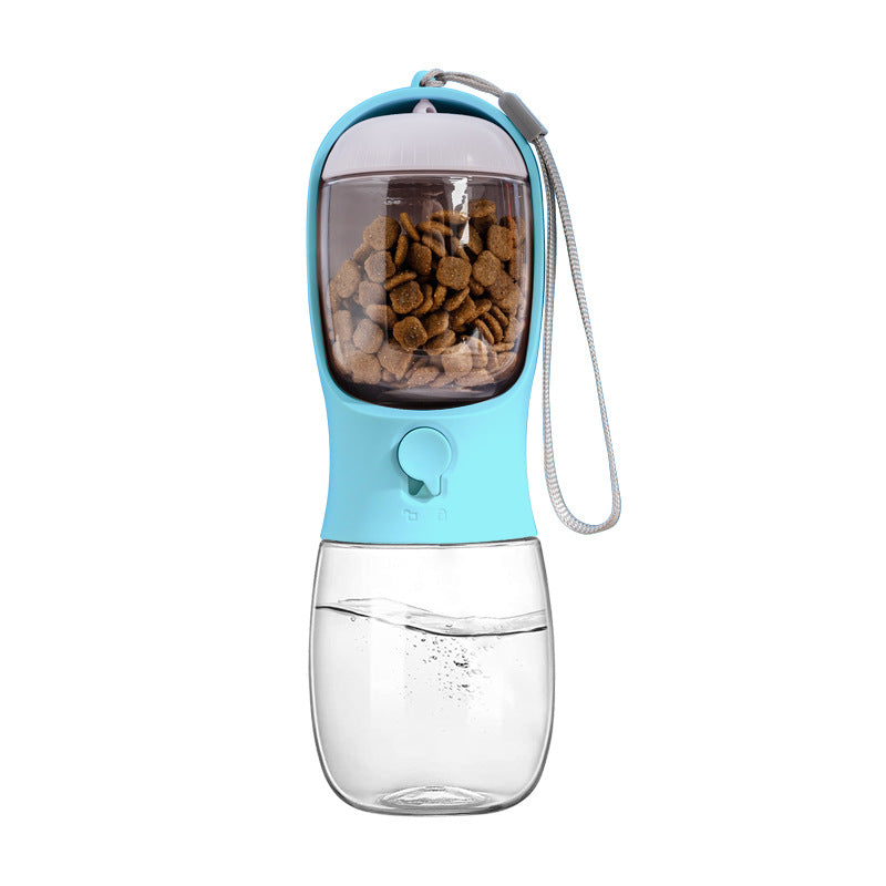 Botella portátil para mascotas con dispensador de comida y agua